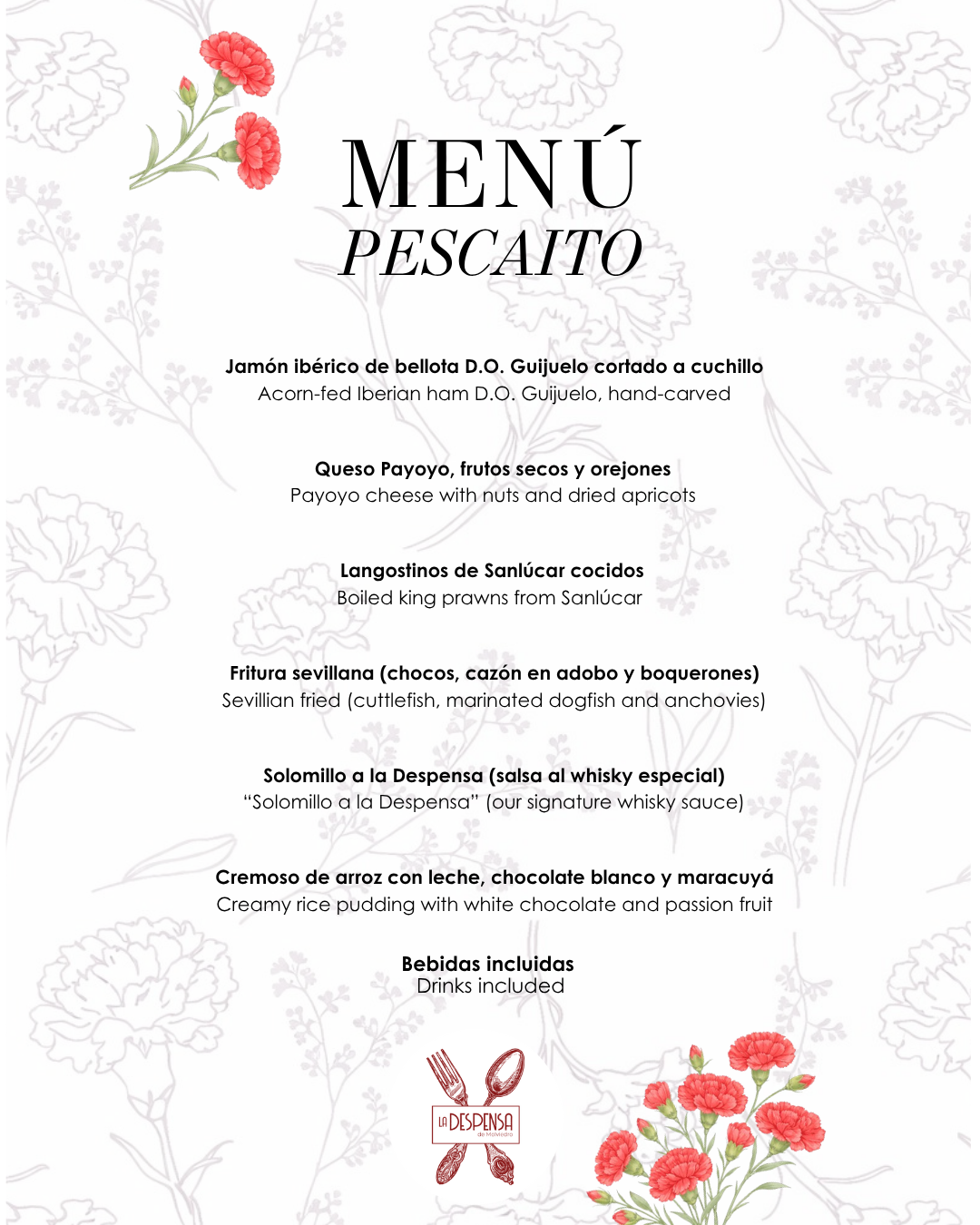 Menú Feria Restaurante La Despensa de Molviedro en Sevilla